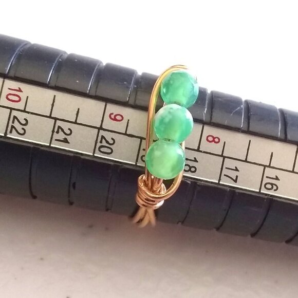 Size 8.5 ~ Apple Green Agate ~ Slim Dainty Beaded Ring ~ Durable EveryDay Wear! - Picture 8 of 9